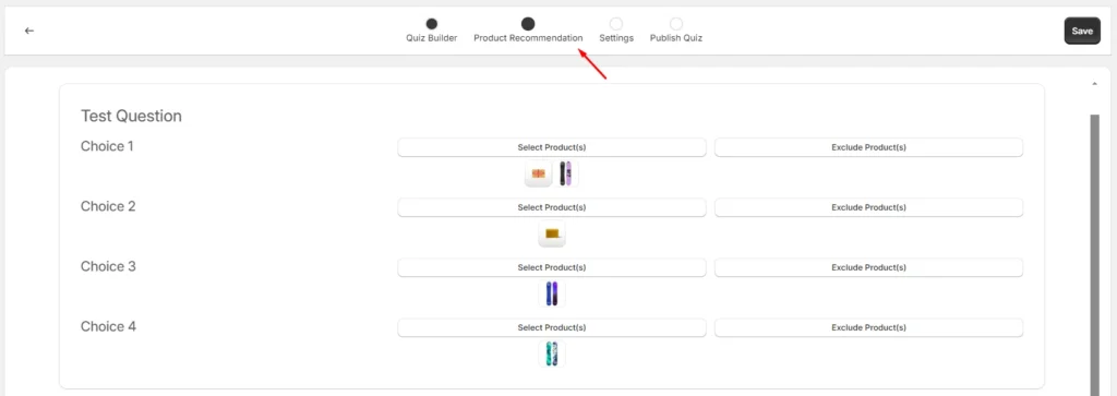 Shopify Product Recommendation Quiz