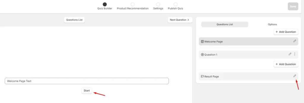 Shopify Quiz Settings