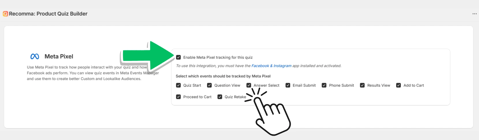 Connect-Meta-Pixel-To-Recomma-Quiz