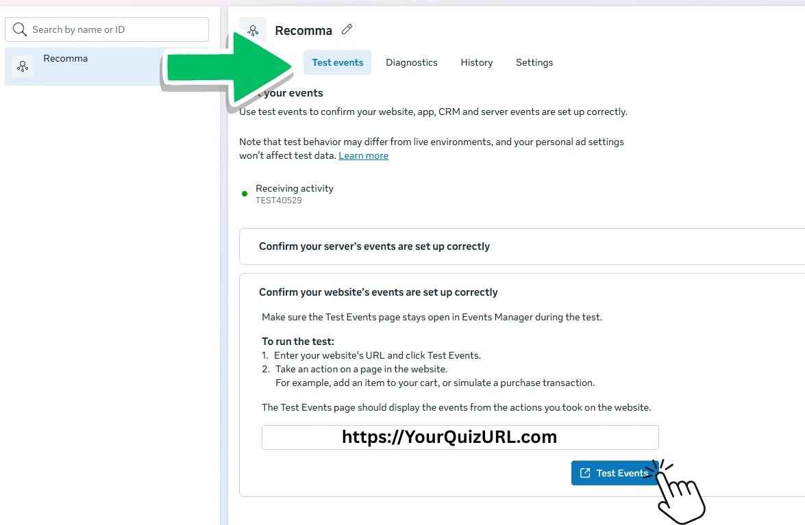 Test-Recomma-Quiz-Meta-Pixel